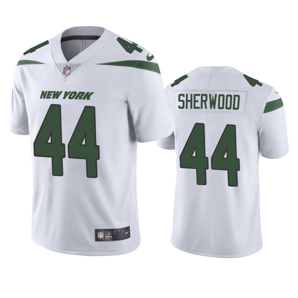 Men New York Jets 44 Jamien Sherwood Nike White Vapor Limited NFL Jersey
